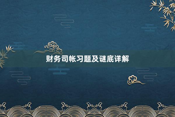 财务司帐习题及谜底详解